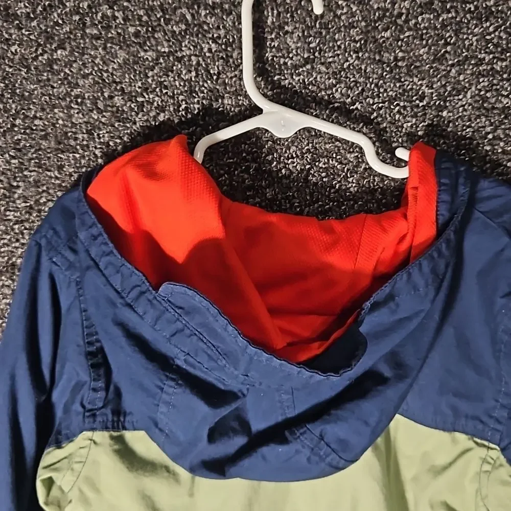 365 Kids Pullover Jacket Tan Navy Orange Dinosaur Size 6 Quarter 1/4 Zip